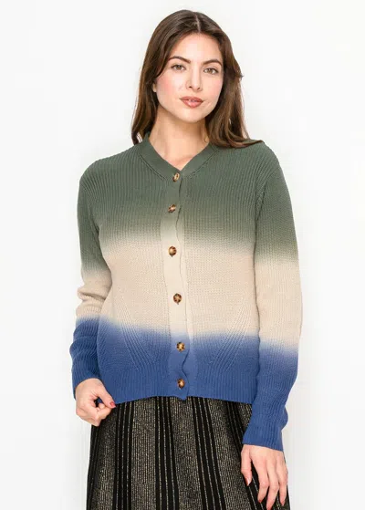 Yal New York Ribbed Knit Cardigan With Natural Fade In Brown