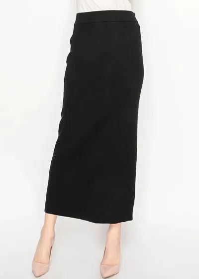 Yal New York Ribbed Knit Midi Skirt - Black