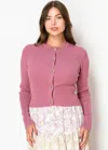 Yal New York Rose Knit Cardigan With Gold Buttons In Pink