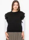 Yal New York Ruffle-accent Black Vest In Black