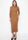 Yal New York Rust Cable Knit Button Dress In Multi
