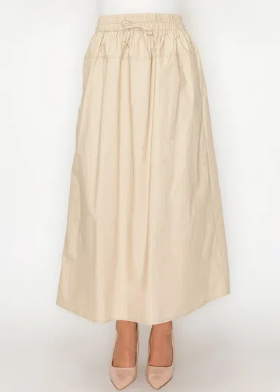 Yal New York Sand Beige Full Skirt With Drawstring Detail In Neutral