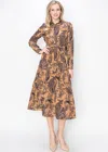 Yal New York Sketch Floral Rust Midi Dress In Multi