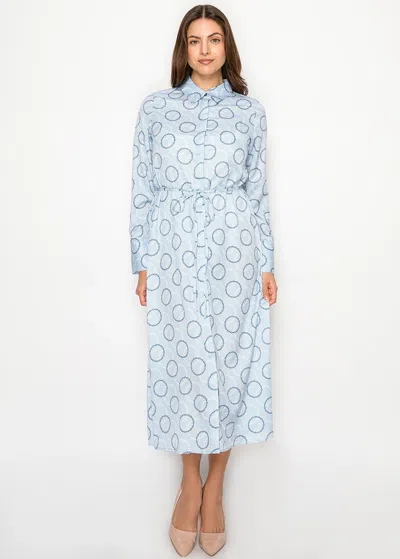 Yal New York Sky Blue Chain Print Shirt Dress