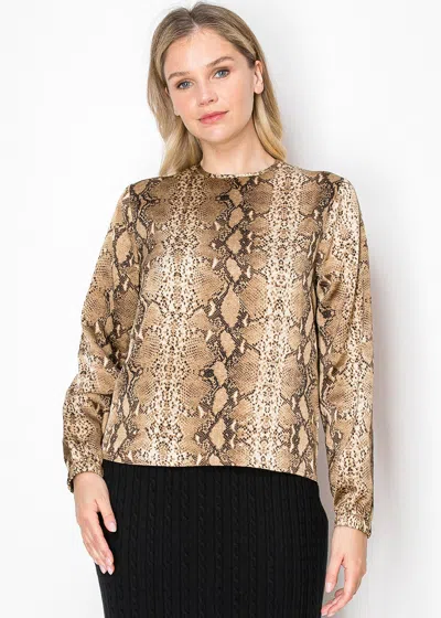 Yal New York Snake Print Long-sleeve Top In Brown