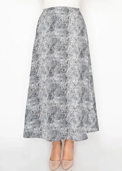 Yal New York Snake Print Skirt In Grey In Gray