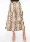 Yal New York Snakeskin Print Tiered A-line Skirt In Brown