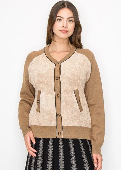 Yal New York Soft Beige And Camel Knit Cardigan