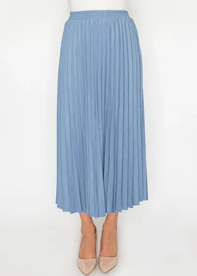 Yal New York Soft Blue Denim Pleated Skirt In Multi