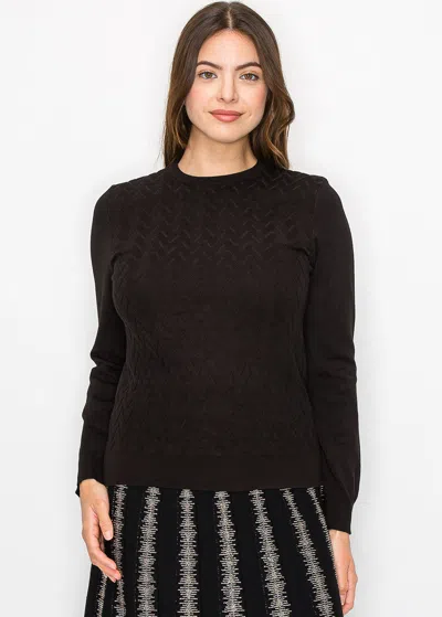 Yal New York Soft Chevron Pattern Sweater In Black
