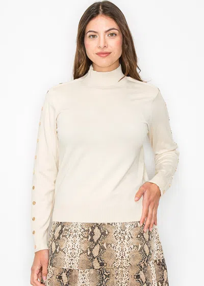 Yal New York Soft Cream Button Sleeve Pullover In White