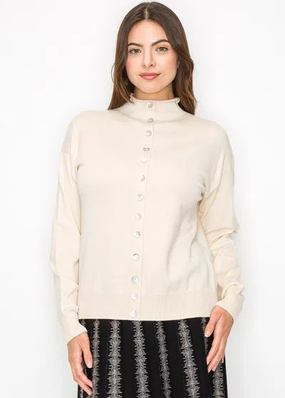 Yal New York Soft Cream Sweater With Button Accents In White