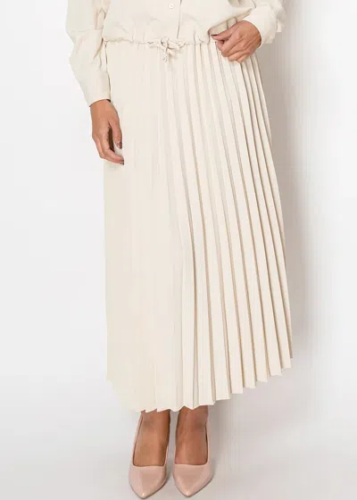 Yal New York Soft Elegance Pleated Skirt In Beige