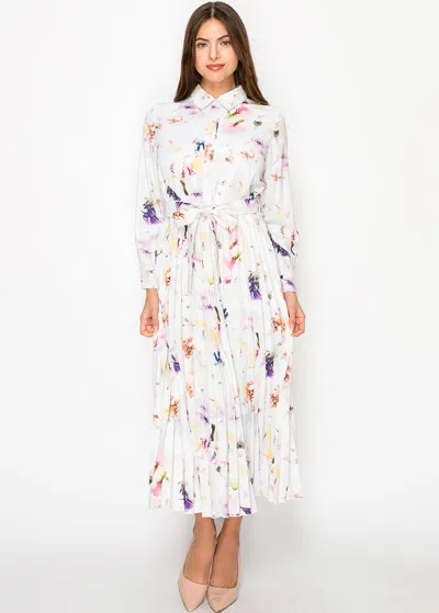 Yal New York Soft Ivory And Floral Shirt Dress In Multi