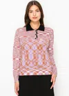 Yal New York Soft Knit Polo With Abstract Pattern In Multi