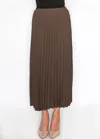 Yal New York Soft Pleated Brown Midi Skirt In Brown