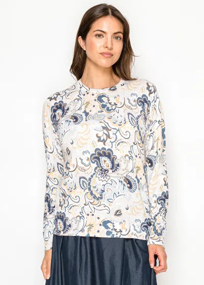 Yal New York Soft Sky Paisley Knit Top In White