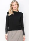 Yal New York Sparkle Sleeve Knit Top In Black