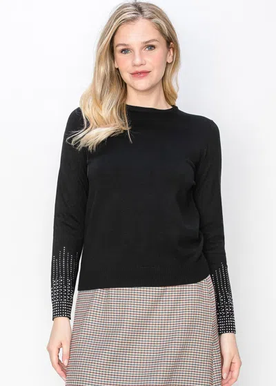 Yal New York Sparkle Sleeve Knit Top In Black