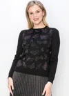 Yal New York Sparkling Butterfly Knit Sweater In Black