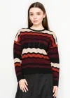 Yal New York Striped Chevron Pullover In Burgundy In Multi