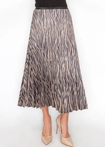 Yal New York Striped Safari Pleated Skirt In Grey
