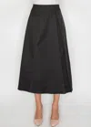 Yal New York Structured Black Midi Skirt In Black