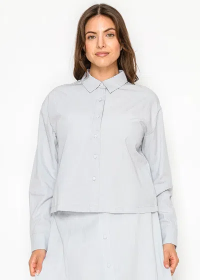 Yal New York Structured Blue Modest Shirt Blouse In Gray