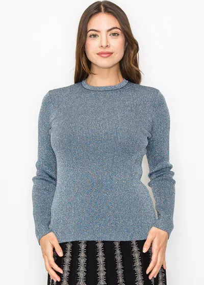 Yal New York Subtle Sparkle Blue Sweater