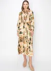 Yal New York Sunset Abstract Pleated Midi Dress In Orange