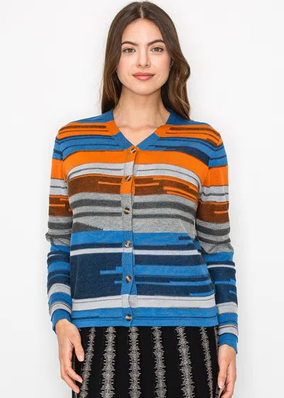 Yal New York Sunset Stripes Cardigan In Orange