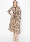 Yal New York Taupe Garden Print Midi Dress In Grey