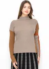 Yal New York Taupe Ribbed Sweater With Warm Accents In Grey