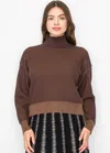 Yal New York Textured Brown High Neck Sweater In Brown