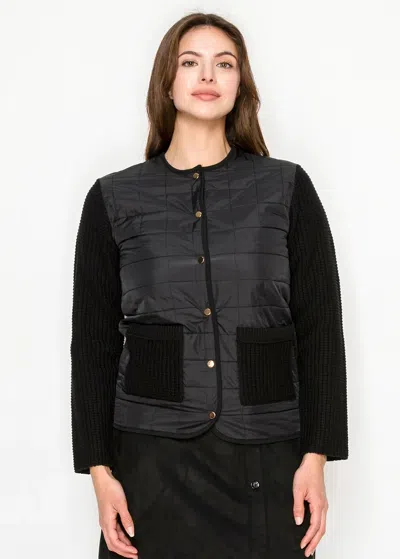 Yal New York Textured Contrast Jacket - Black