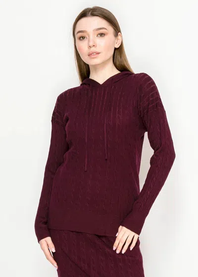 Yal New York Textured Knit Hoodie In Deep Burgundy