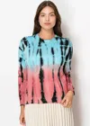 Yal New York Tie-dye Long Sleeve Sweater In Pink And Blue In Pink