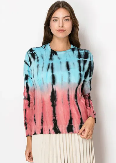 Yal New York Tie-dye Long Sleeve Sweater In Pink And Blue
