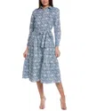 Yal New York Blush Petals Button-down Dress In Blue