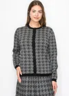 Yal New York Timeless Houndstooth Knit Cardigan In Black