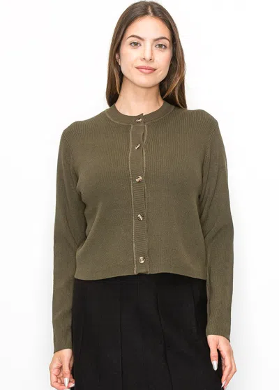 Yal New York Versatile Olive Buttoned Cardigan In Green