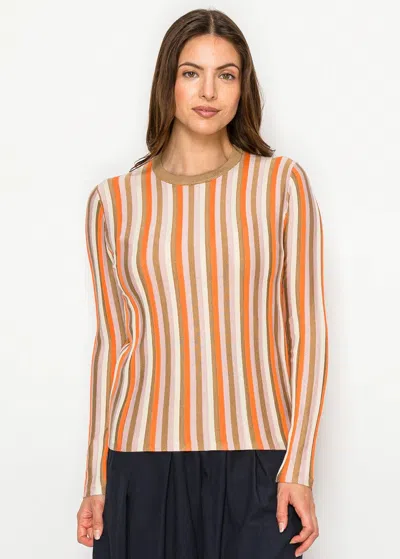 Yal New York Vertical Stripe Knit Sweater In Orange