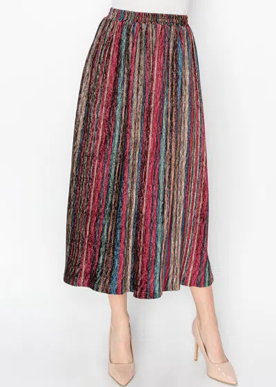 Yal New York Vibrant Stripe Modest Skirt In Multi