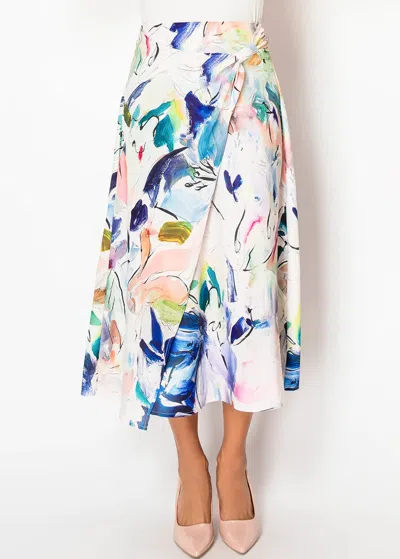 Yal New York Watercolor Wrap Midi Skirt In Purple