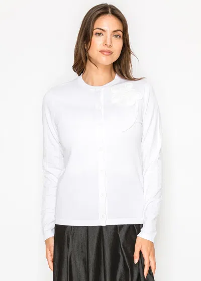 Yal New York White Floral Detail Cardigan
