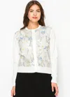 Yal New York White Floral Print Knit Cardigan In White