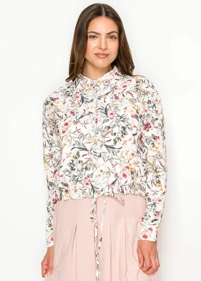 Yal New York White Floral Shirt With Drawstring Waist