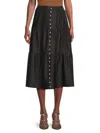 Yal New York Women's Button Front Tiered Midi Skirt In Black