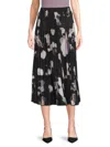 Yal New York Women's Button Front Tiered Midi Skirt In Floral Black Multi