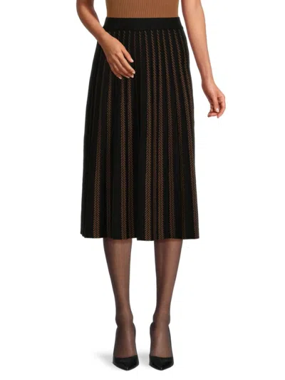 Yal New York Women's Contrast Stripe Midi Skirt In Black Camel